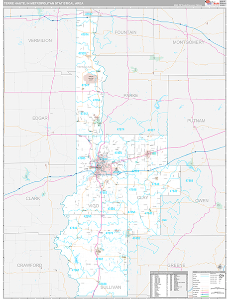 Terre Haute Metro Area Wall Map